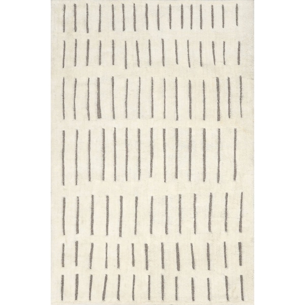 Nalini Modern Striped High-Low Wool Area Rug 5ft X 8ft